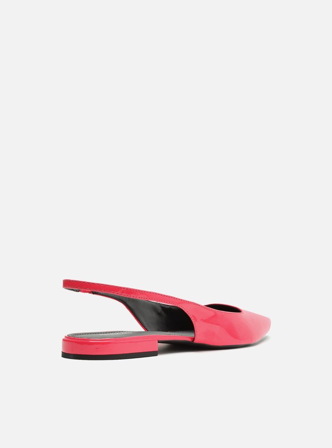 Sapatilha Rosa Verniz Bico Fino Slingback