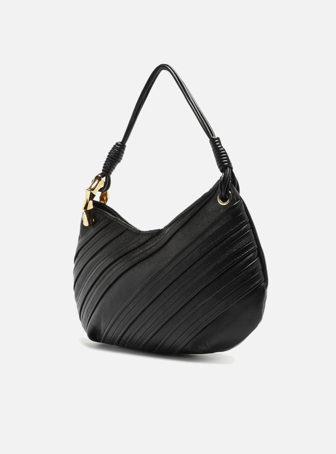 Bolsa Tiracolo Preta Couro Média Costuras