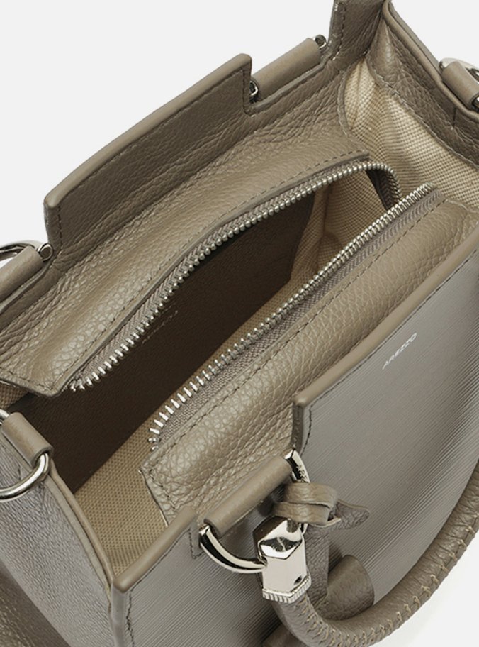 Bolsa Tote Cinza Couro Abraccio Média