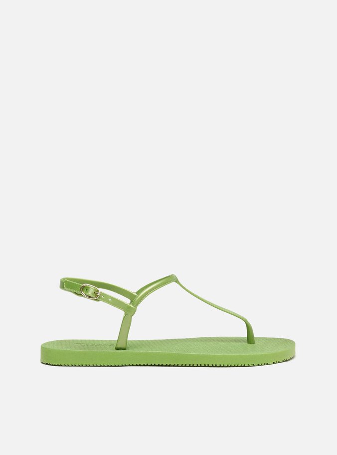 Sandália Rasteira Verde Metalizada Brizza Slim