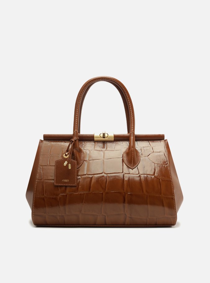 Bolsa Tote Marrom Couro Maxi Croco Grande