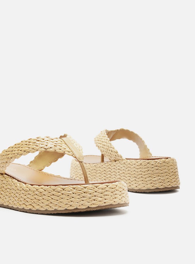 Tamanco Bege Palha Flatform Thong