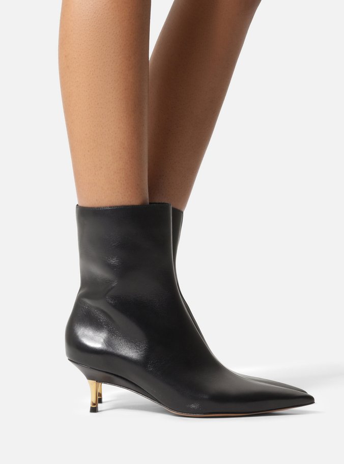 Bota Preta Couro Bico Fino