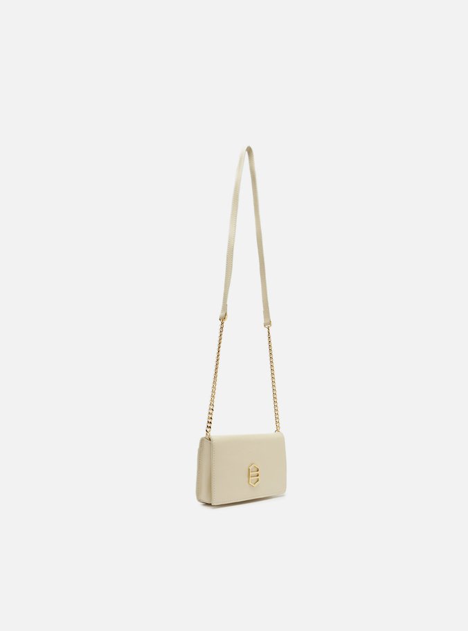 Bolsa Tiracolo Branca Couro Pequena Alça Metal
