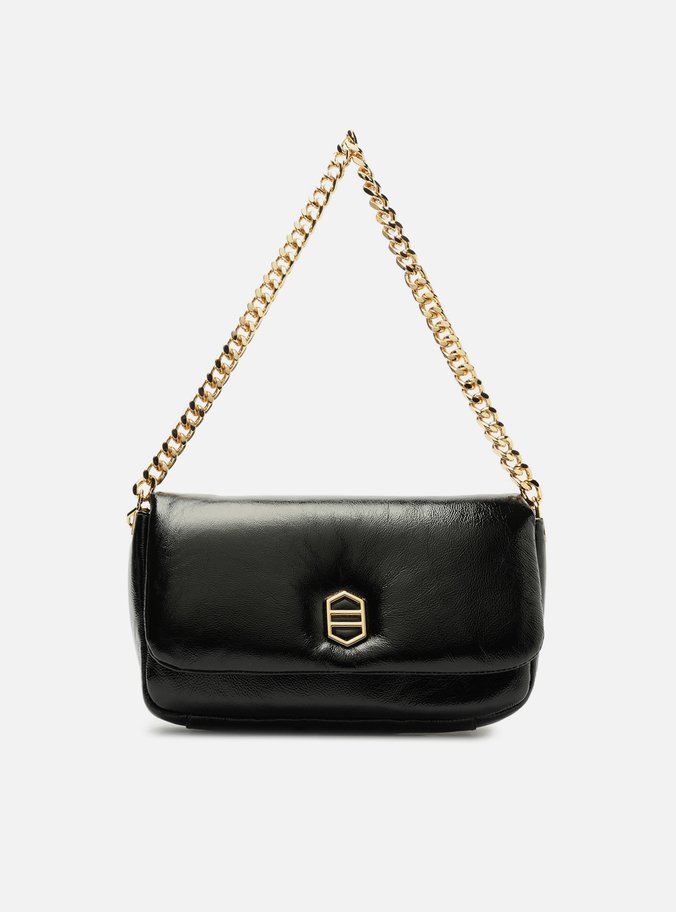 Bolsa Tiracolo Preta Couro Média Puffer