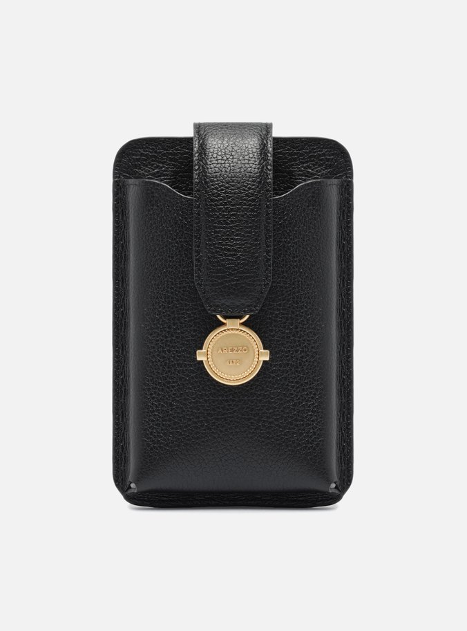 Mini Bag Marrom Couro Porta-Celular Medalha