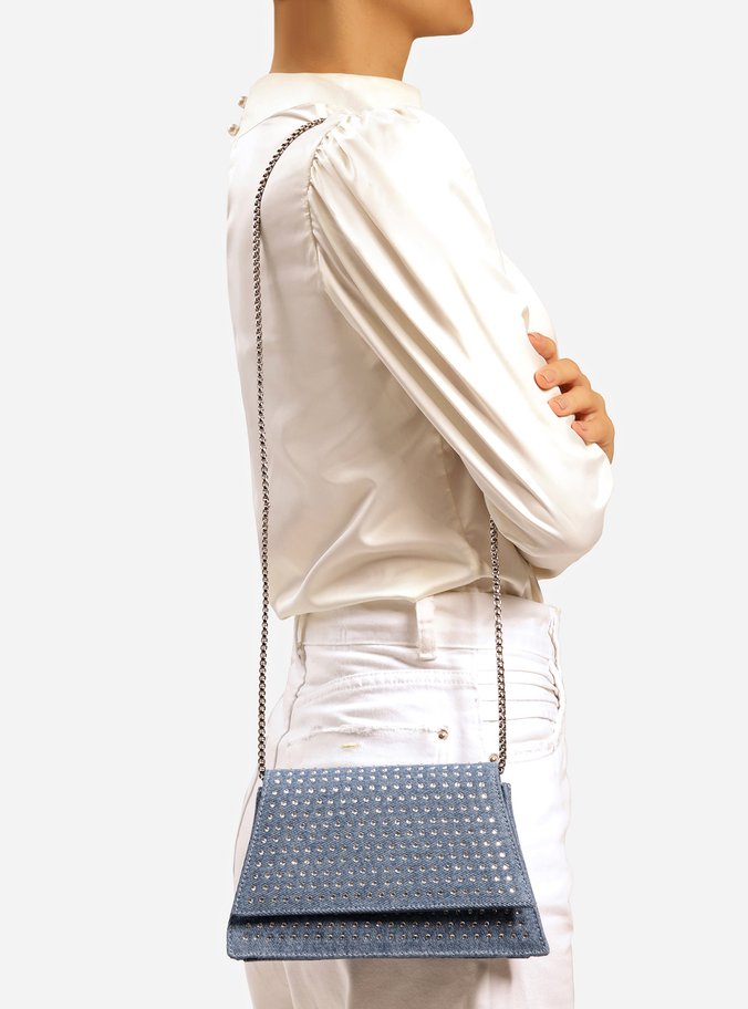 Bolsa Tiracolo Jeans Strass Gilda Média