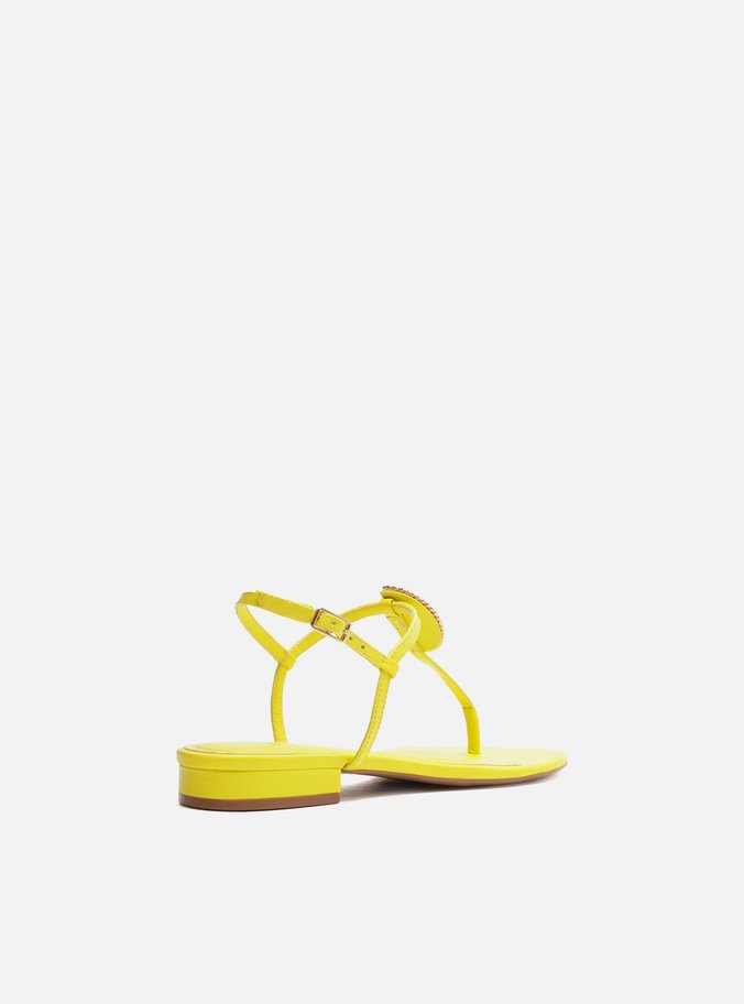 Sandália Rasteira Amarela Couro Slim Limoncello