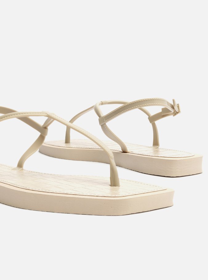 Sandália Rasteira Off-White Square Palmilha Croco