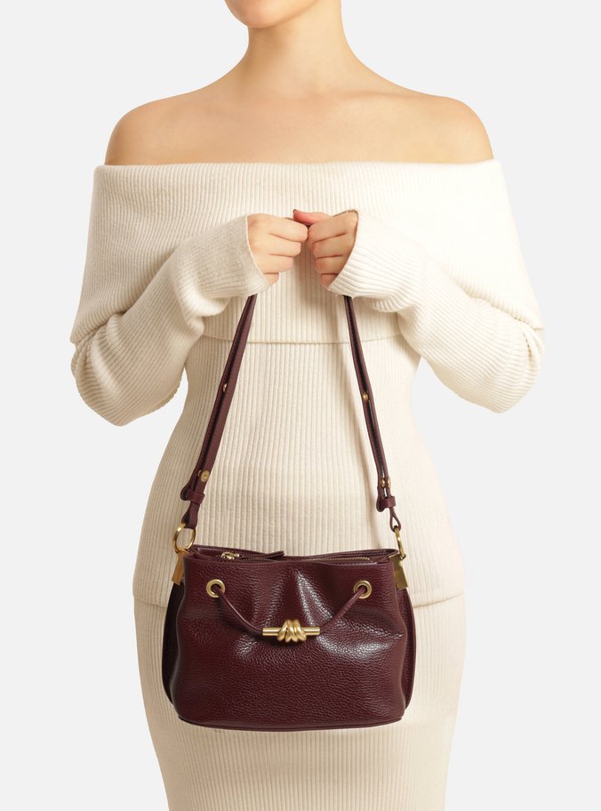 Bolsa Tiracolo Vinho Couro Helena Pequena Nó