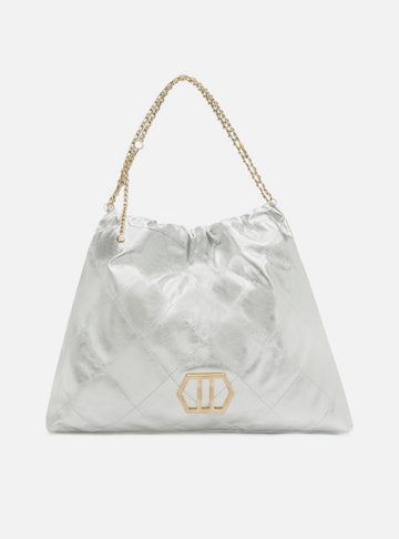 Bolsa Hobo Prata Couro Esther Grande