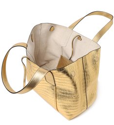 Bolsa Shopping Dourada Couro Croco Roma Bolsa Shopping Dourada Couro Croco Roma