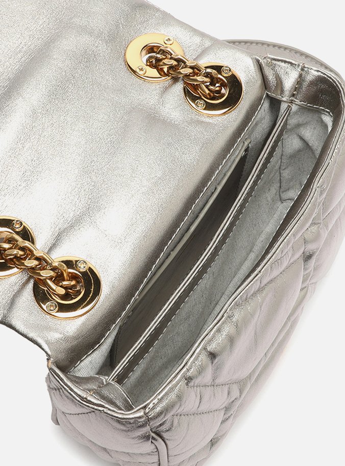 Bolsa Tiracolo Prata Couro Emma Sporty Média