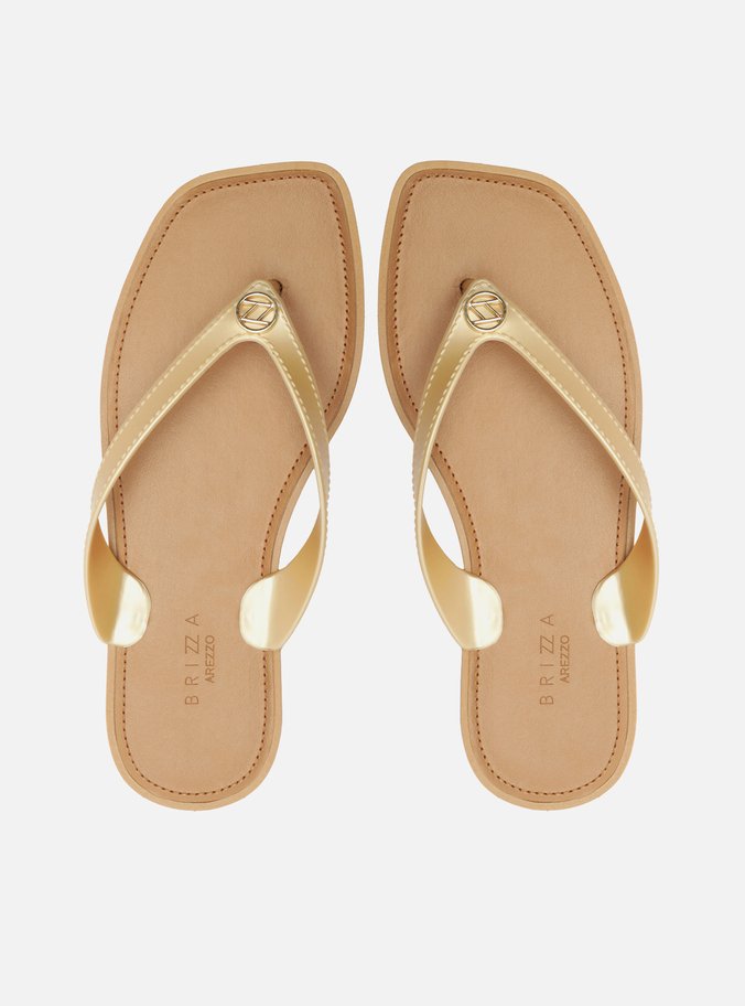 Chinelo de Dedo Dourado Tira V Brizza