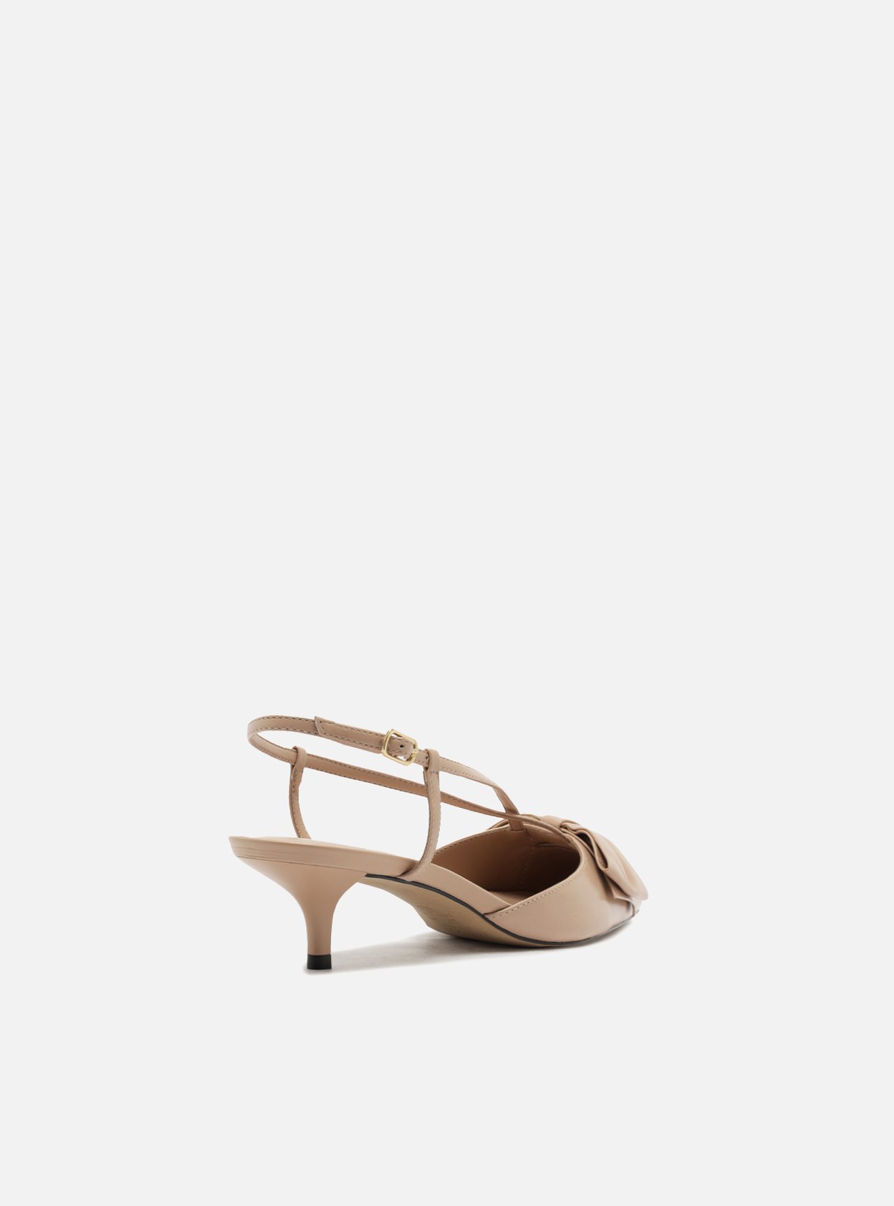 Scarpin Nude Couro Salto Fino Laço Slingback — foto 3
