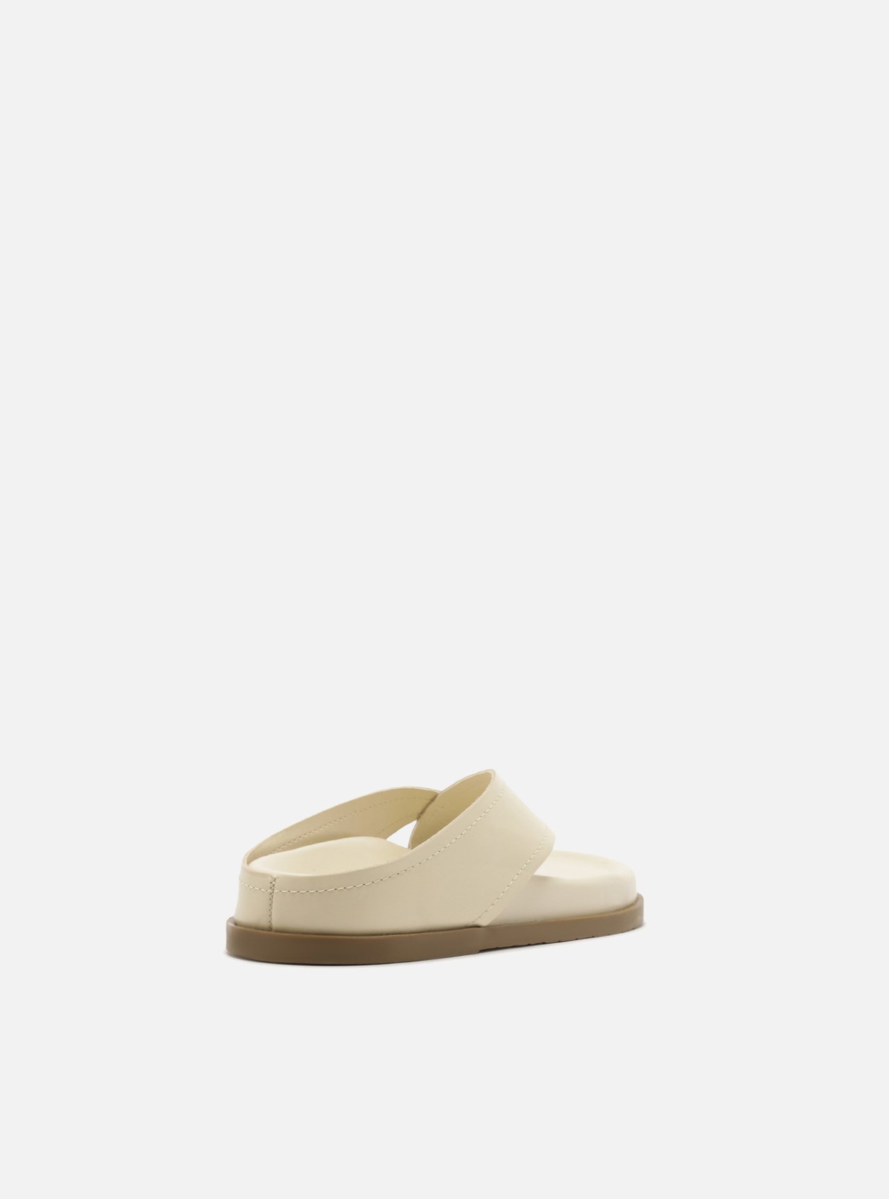 Sandália Papete Off White Couro Tiras Largas Dedeira — foto 3