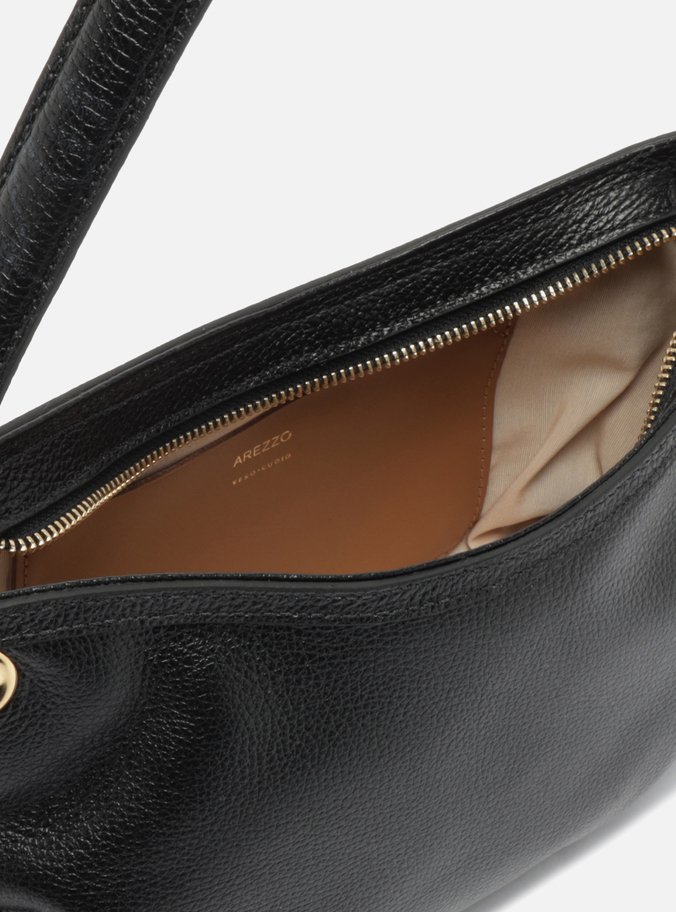 Bolsa Tiracolo Couro Preta Média
