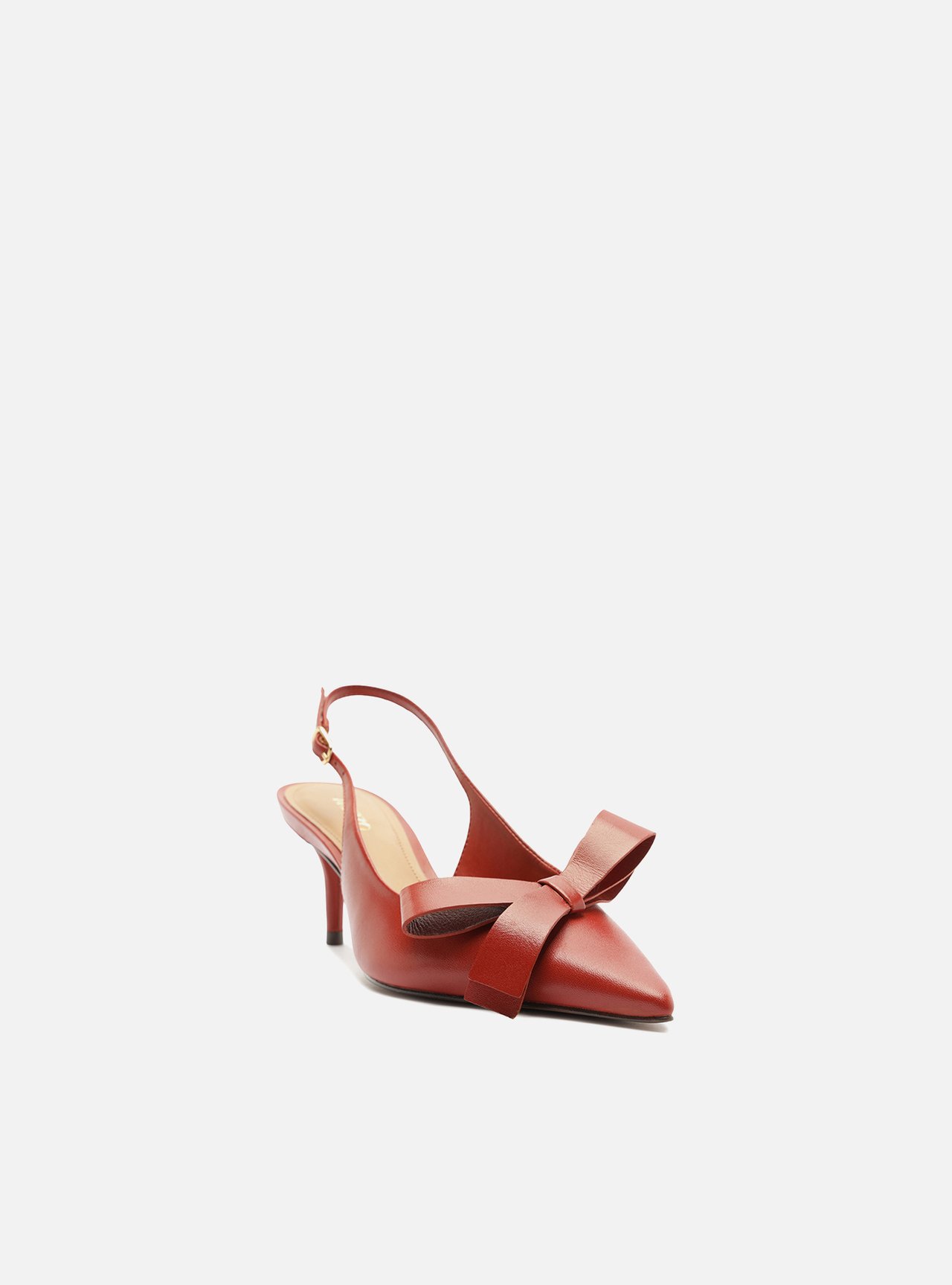 Scarpin Vermelho Couro Salto Fino Laço Slingback — foto 2