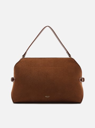 Arezzo — Bolsa Tote Marrom Camurça Grande Tiras Laterais