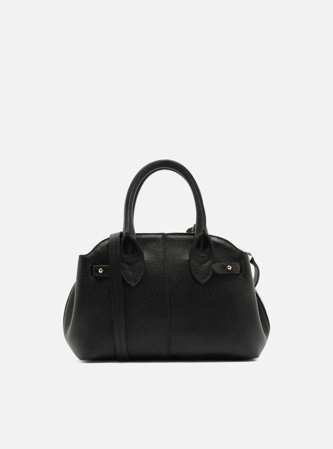 Bolsa Tote Preta Couro Média Arredondada