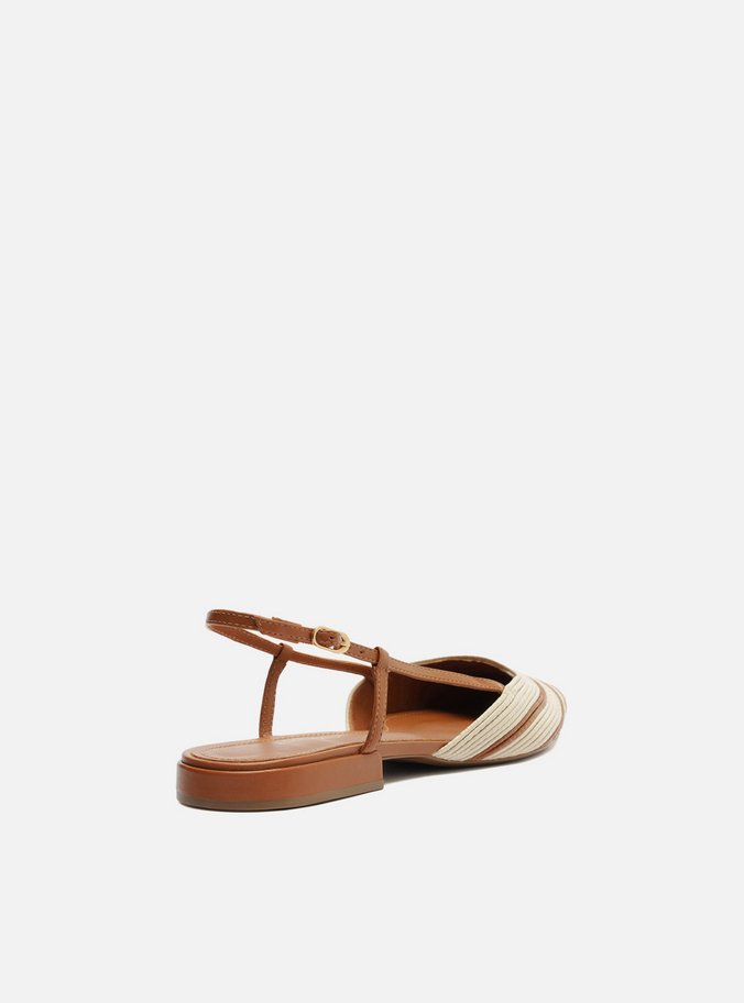 Sapatilha Marrom Couro Slingback Bicolor