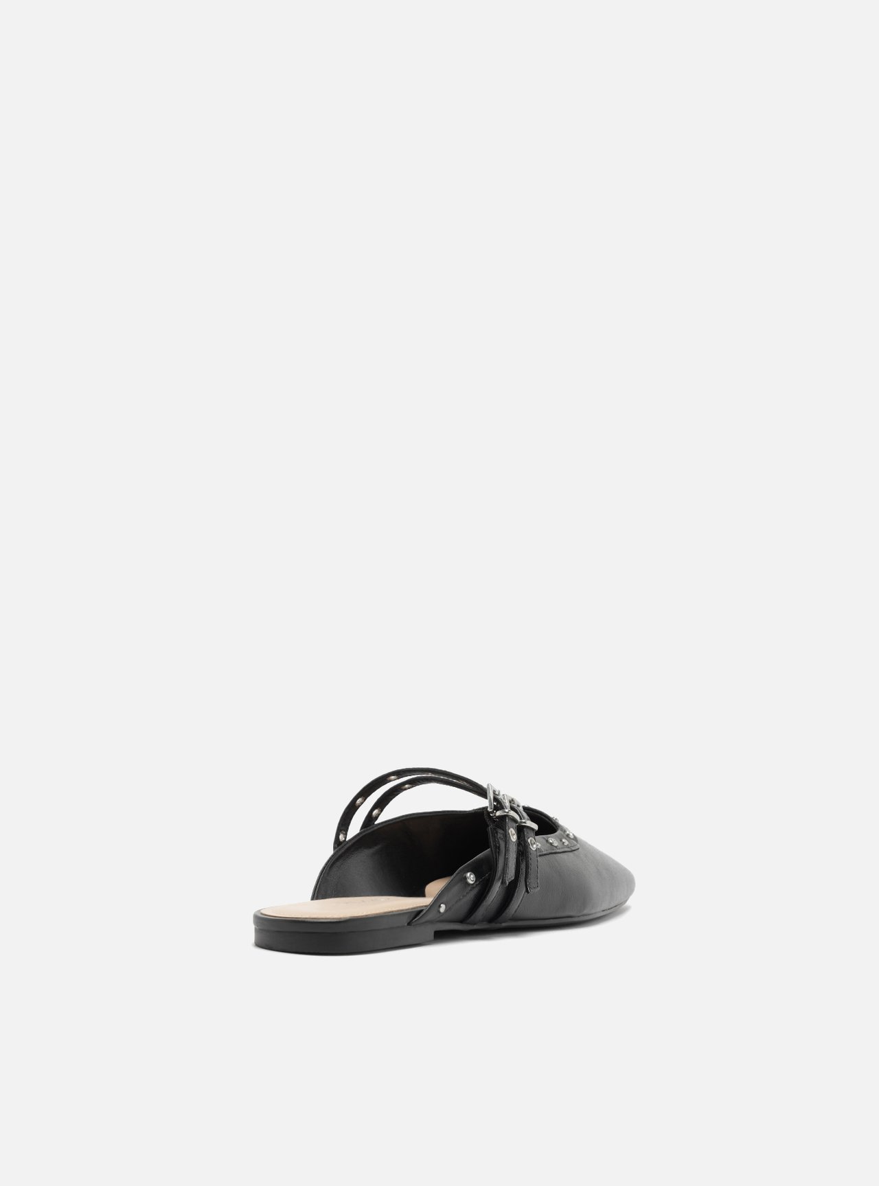 Mule Preto Nappa Bico Quadrado Fivela Tachas — foto 3