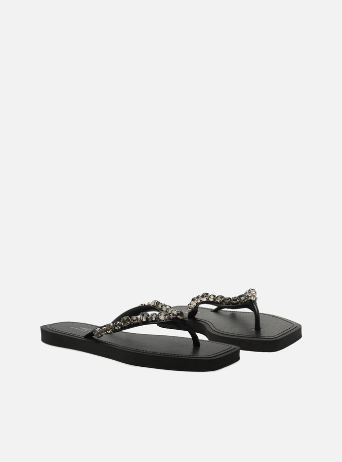 Chinelo de Dedo Preto Square Aplicações