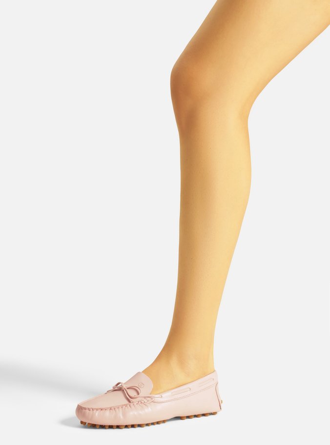 Mocassim Rosa Couro Sola Emborrachada Retrô