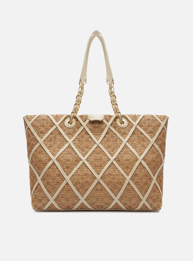 Bolsa Shopping Branca Grande Palha Sextavada