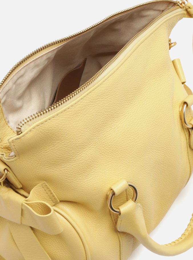Bolsa Tote Amarela Couro Grande Alças Mix