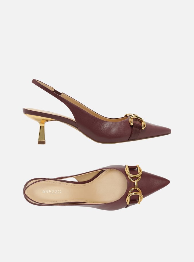Scarpin Vermelho Snake Bico Fino Slingback Bridão