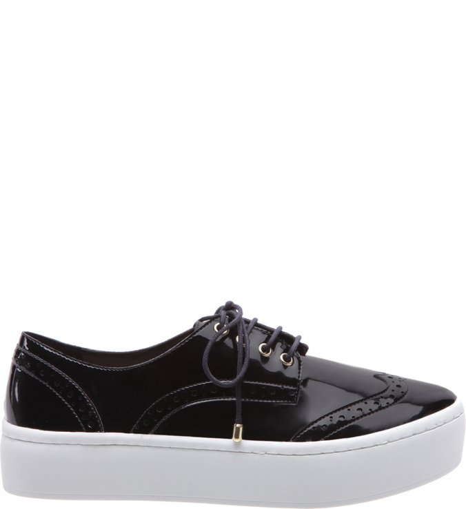 Tênis Oxford Sola Alta Verniz Preto