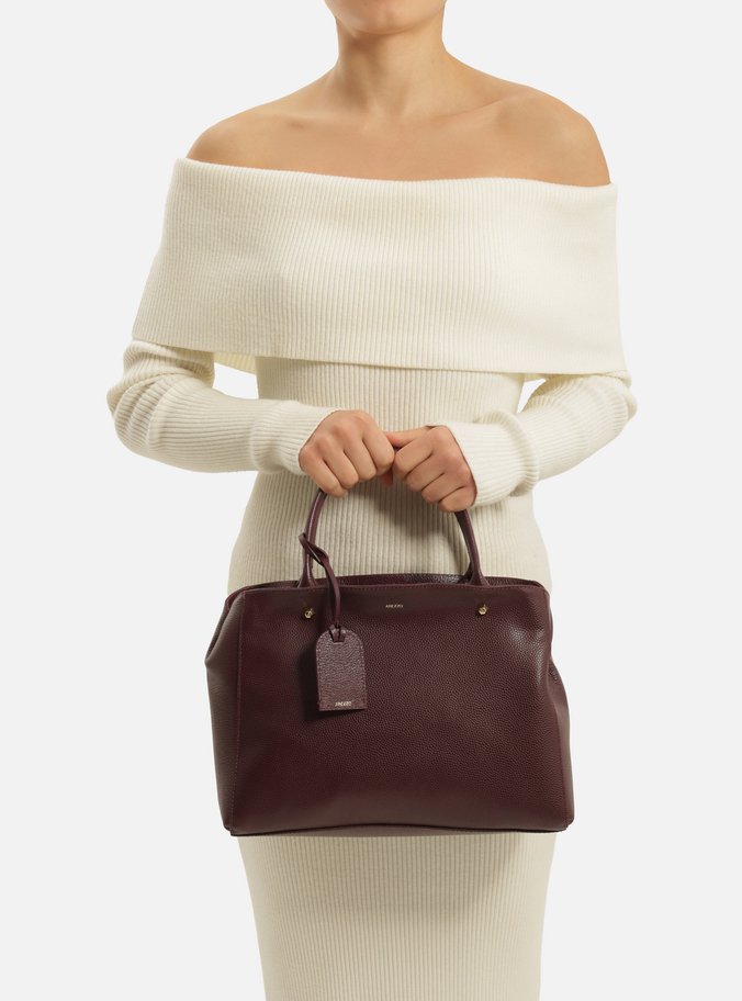 Bolsa Tote Bordô Couro Bella Média