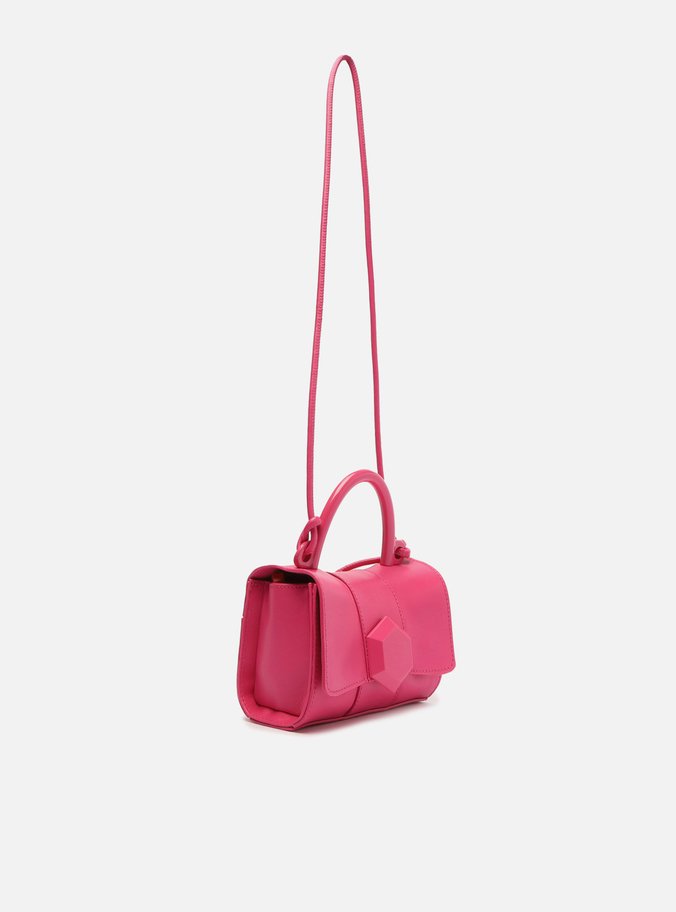 Bolsa Tiracolo Rosa Couro  Pequena Heart