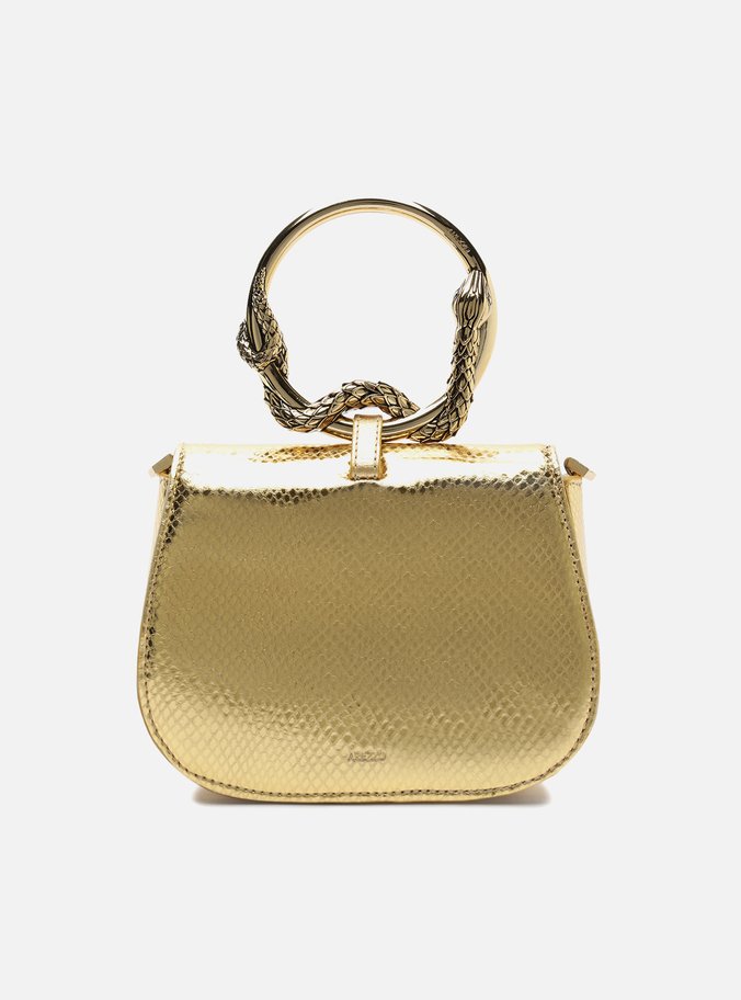 Bolsa Tiracolo Média Dourada Alça Metal
