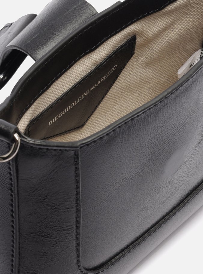 Bolsa Tiracolo Preta Couro Pequena Fivela