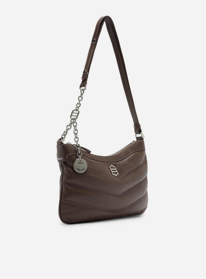 Bolsa Tiracolo Marrom Couro Média Costuras