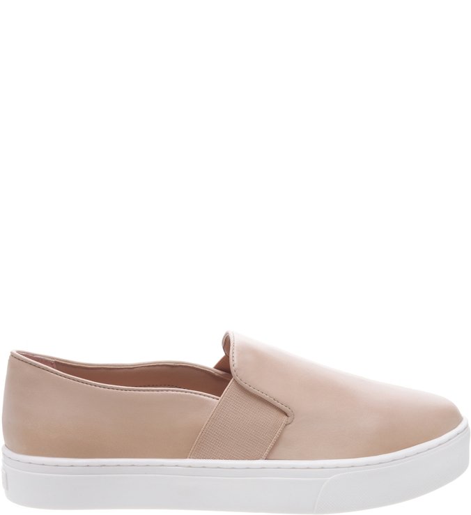 Tênis Slip On Couro Nude