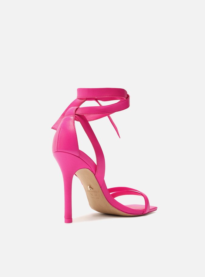 Sandália Rosa Salto Alto Lace Up