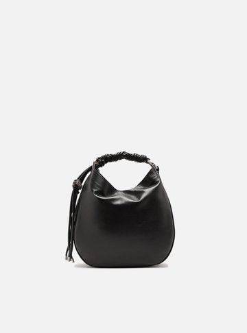 Bolsa Tiracolo Preta Couro Pequena Alça Torcidos