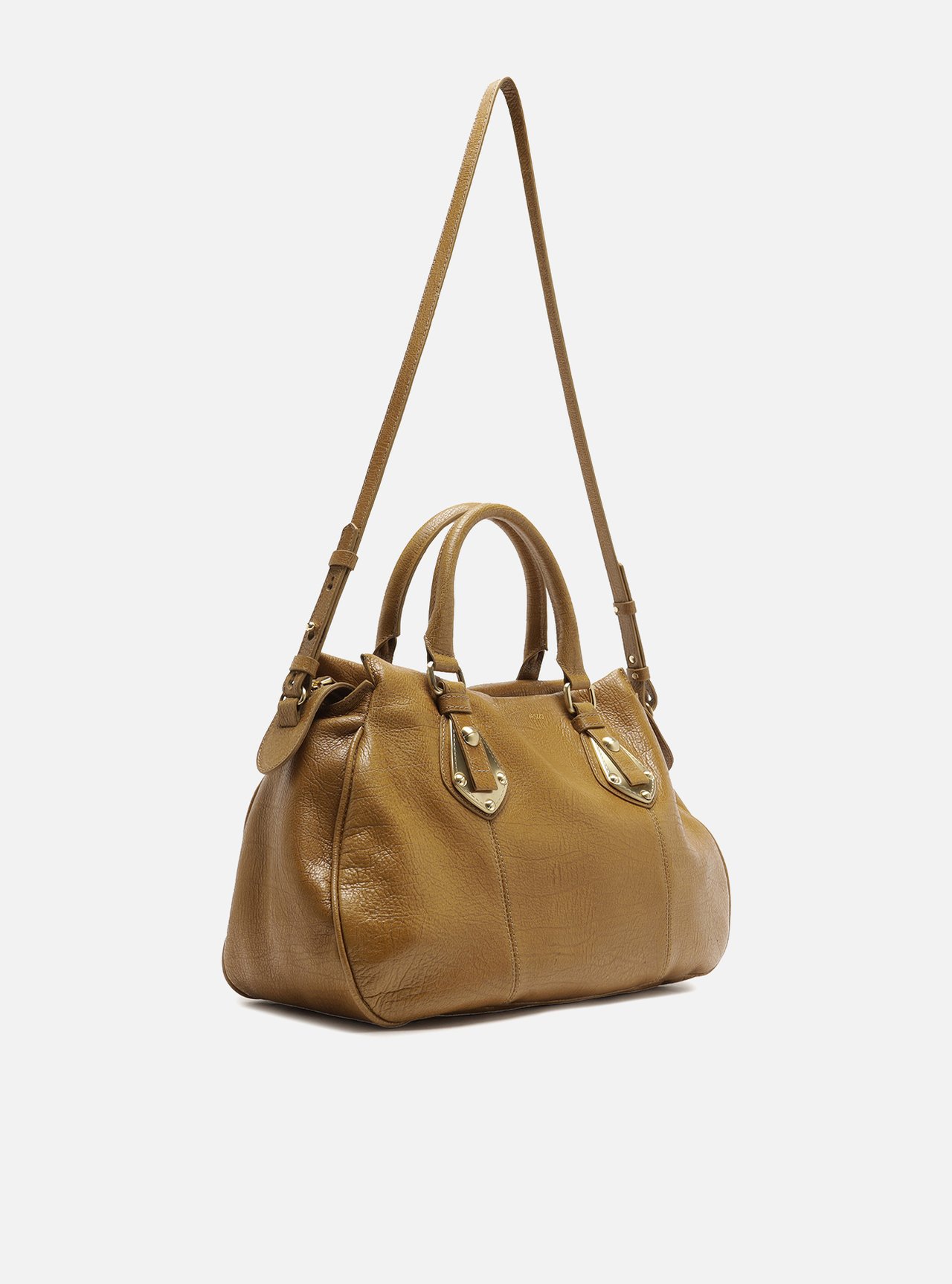 Bolsa Tote Marrom Couro Grande Metais — foto 5