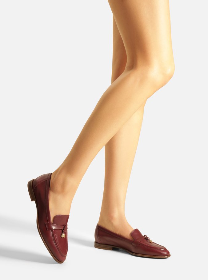 Mocassim Vermelho Couro Detalhe Tira