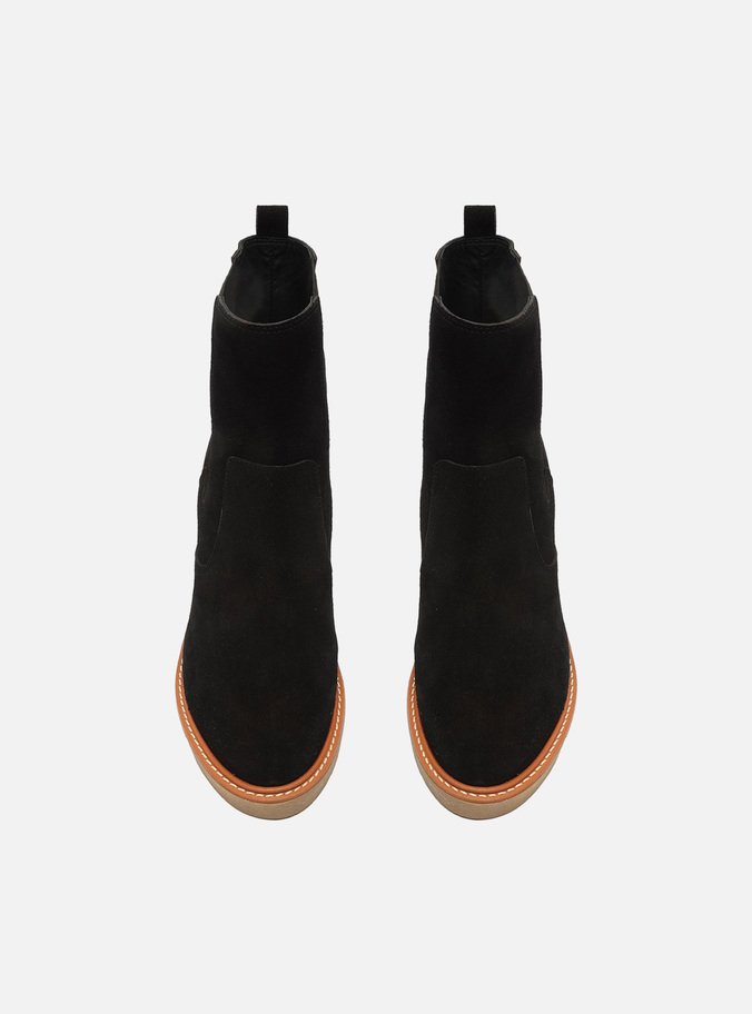 Bota Preta Camurcina Meia Pata Bloco Chelsea