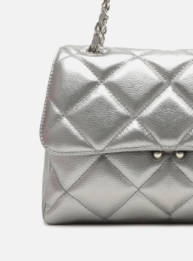 Bolsa Tiracolo Prata Velho Couro Mizz Média
