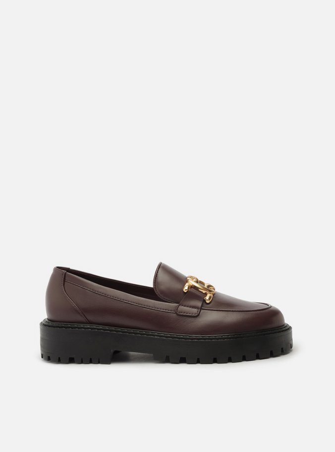 Mocassim Vinho Couro Sola Tratorada Metal