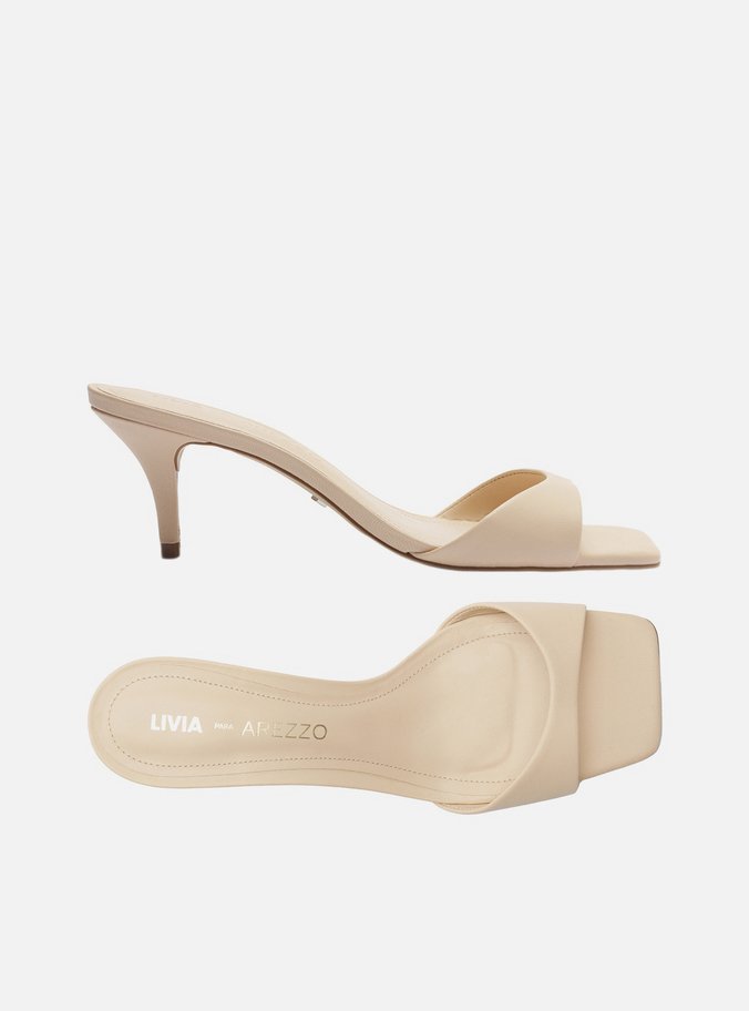 Mule Nude Couro Salto Fino Livia