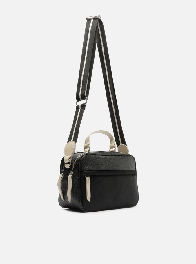 Bolsa Tiracolo Preta Prione Média Branca