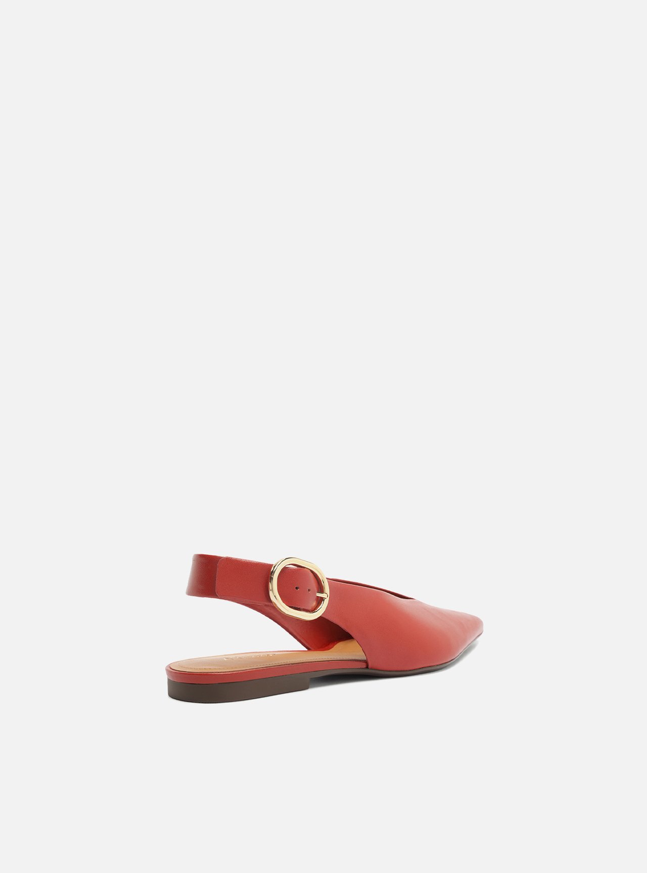 Sapatilha Marrom Couro Bico Fino Fivela Slingback — foto 3
