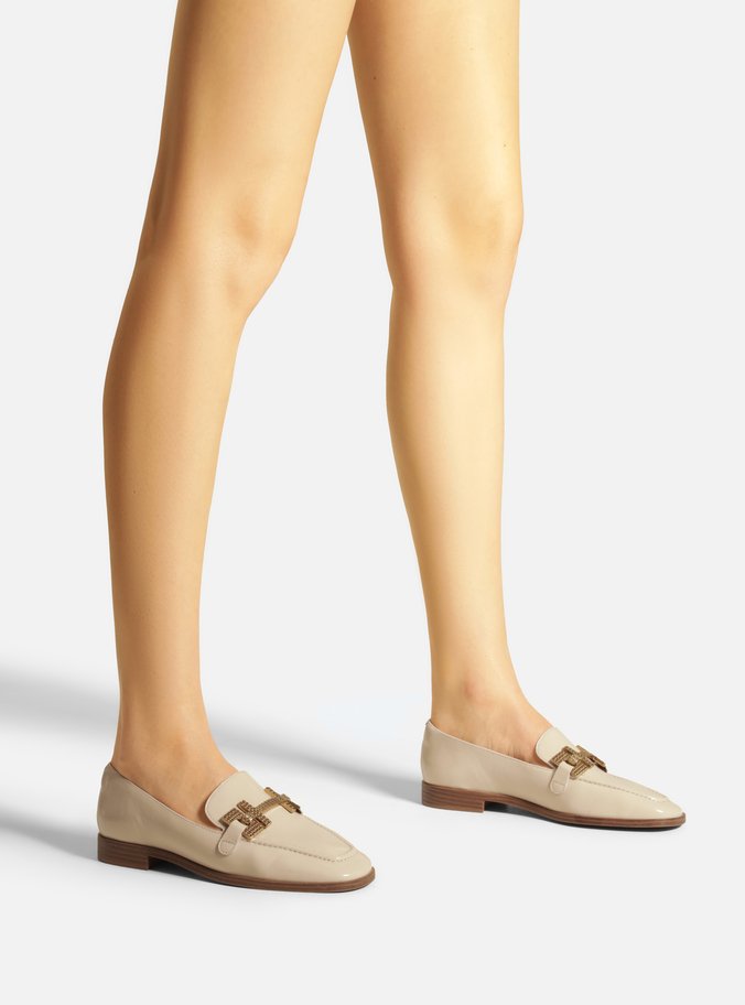 Mocassim Branco Couro Shine Metal