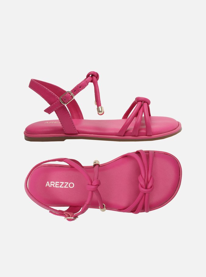 Sandália Rasteira Infantil Rosa Tiras Nós